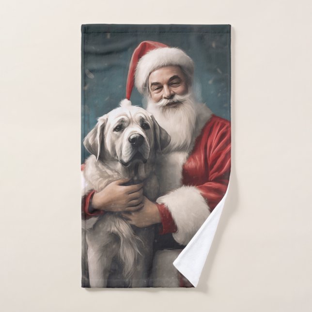 Conjunto De Toalhas Pastor da Anatólia com Natal do Papai Noel (Toalha de mão)