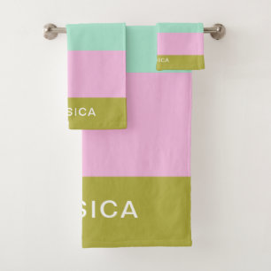 Conjunto De Toalhas Pastos Brilhantes Geométricos Cutos Stripes Geom