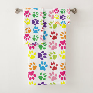 Conjunto De Toalhas Patas Coloridas, Patas-Cães, Patas-Gatos