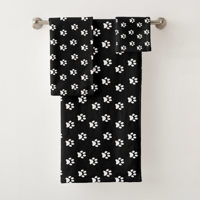 Conjunto De Toalhas Patas de Estimação Brancas em Preto (Insitu)