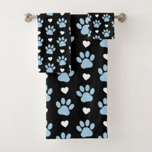 Conjunto De Toalhas Patas do cão, traços, patas animais, corações 