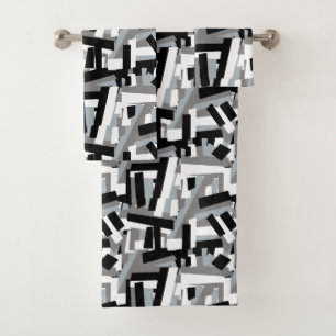 Conjunto De Toalhas Patches geométricas da Abstrato branca preta