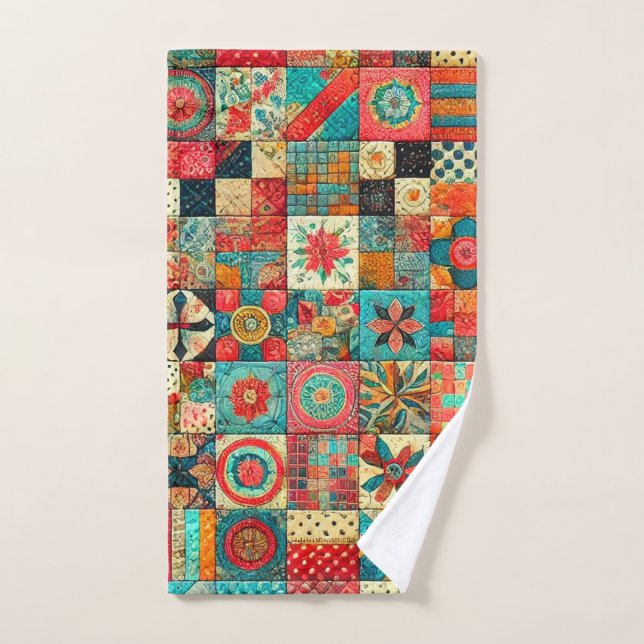 Conjunto De Toalhas Patchwork (Toalha de mão)