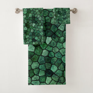Conjunto De Toalhas Patchwork Terrazo do Jade Green Cobbled