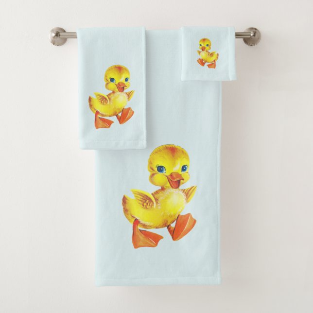 Conjunto De Toalhas Patinho Fofo em Azul Bebê Claro (Insitu)