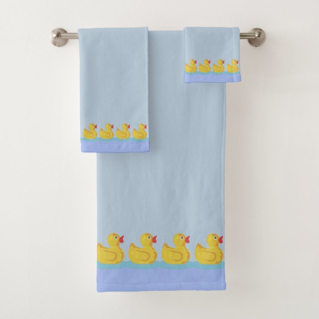 Conjunto De Toalhas Patinhos Fofos em Azul Claro (Insitu)