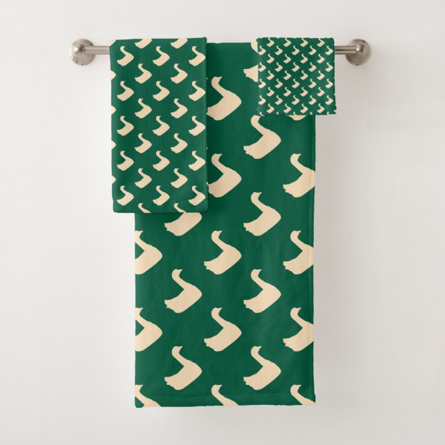Conjunto De Toalhas Pato Ducky Diagonal Verde Escuro     (Insitu)