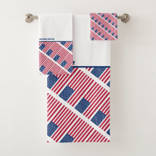 Conjunto De Toalhas Patriótico Branco PAVILHÃO AMERICANO DOS EUA
