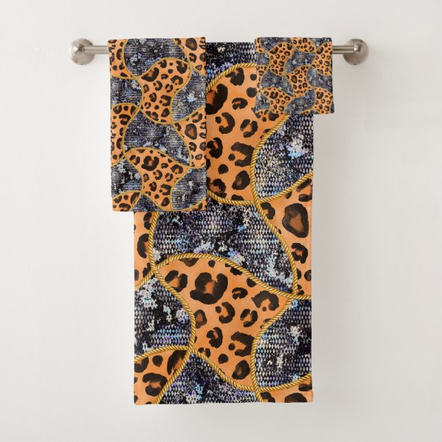 Conjunto De Toalhas Patrón animal print con leopardo (Insitu)
