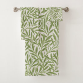 Conjunto De Toalhas Pattern of green leafy branches 