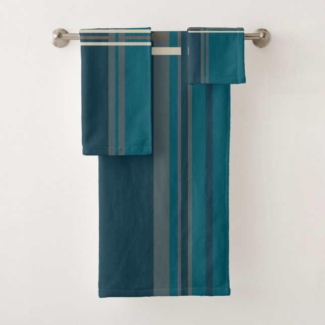 Conjunto De Toalhas Pavão Azul e Cinzas (Insitu)
