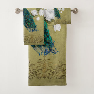 Conjunto De Toalhas Pavão com flores