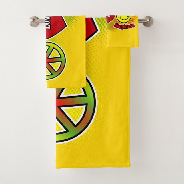 Conjunto De Toalhas Paz Amor Felicidade (Insitu)