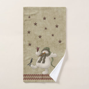 Conjunto De Toalhas Paz no País Terra Folkart Snowman & Crow