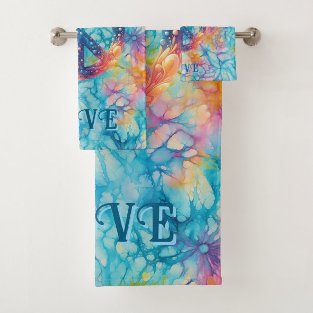 Conjunto De Toalhas Peace Love Tie-Dye (Insitu)