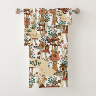 Conjunto De Toalhas Peach Cute Cottagecore Floral Mushroom Padrão