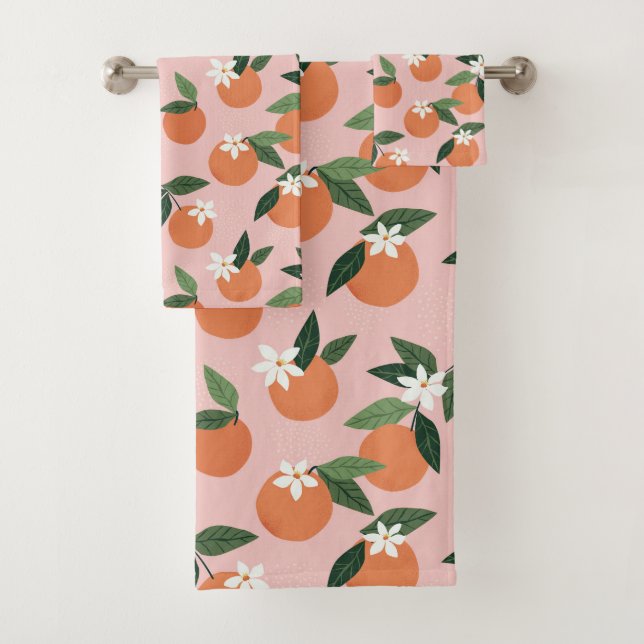 Conjunto De Toalhas Peach Orange Juice Patterno (Insitu)