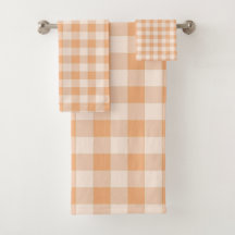 Peach White Checkered Gingham Patterno