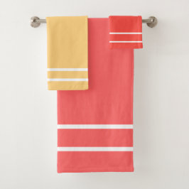 Conjunto De Toalhas Peach Yellow Summer Fruta Padrão Geométrico