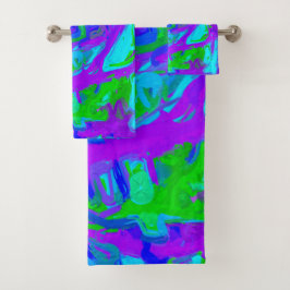 Conjunto De Toalhas Peacock Abstrato Watercolor