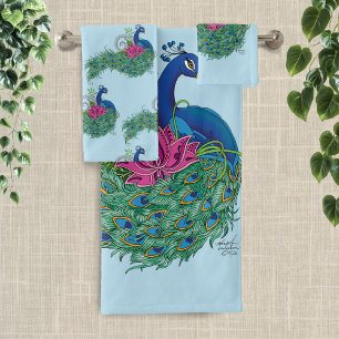 Conjunto De Toalhas Peacock e Lotus