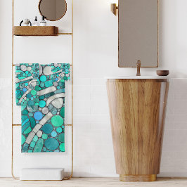 Conjunto De Toalhas Pebbles Mosaic Art - Aquamarine e Pérola