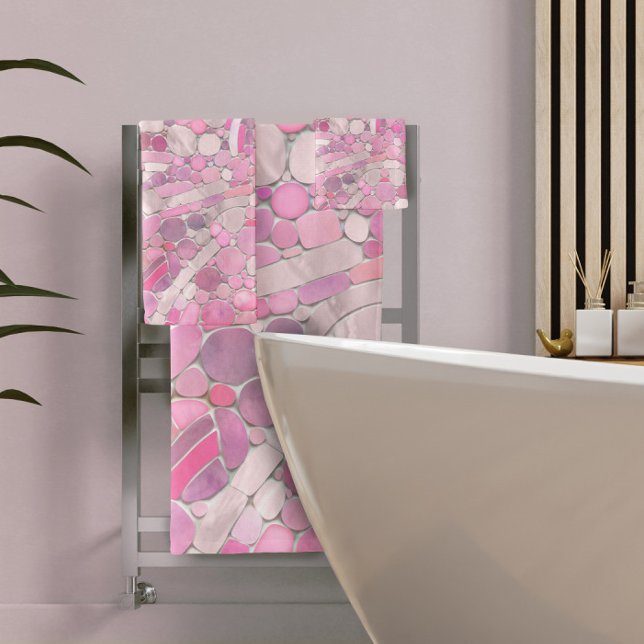 Conjunto De Toalhas Pebbles Mosaico Art - Rosa Blush Pink (Criador carregado)