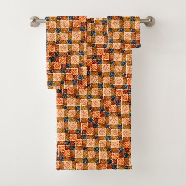 Conjunto De Toalhas Peças de xadrez laranja grossas formando novas for (Insitu)