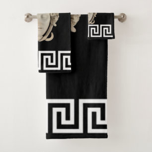 Conjunto De Toalhas Pedra Branca Medusa Chave Grega Designer