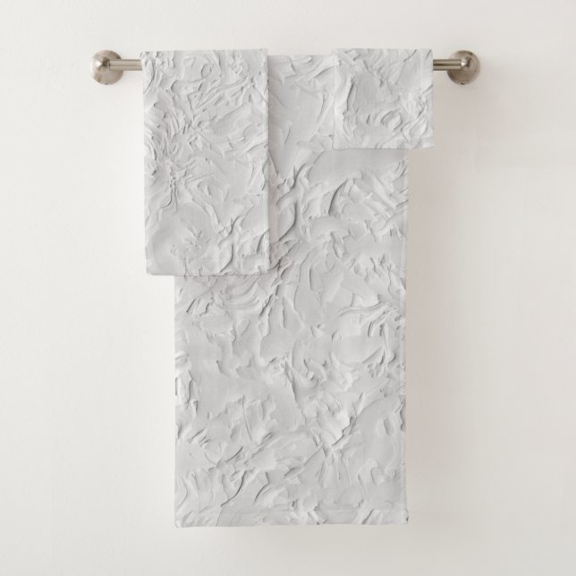 Conjunto De Toalhas Pedra Branca Texturizada, Arte Monocromática Abstr (Insitu)