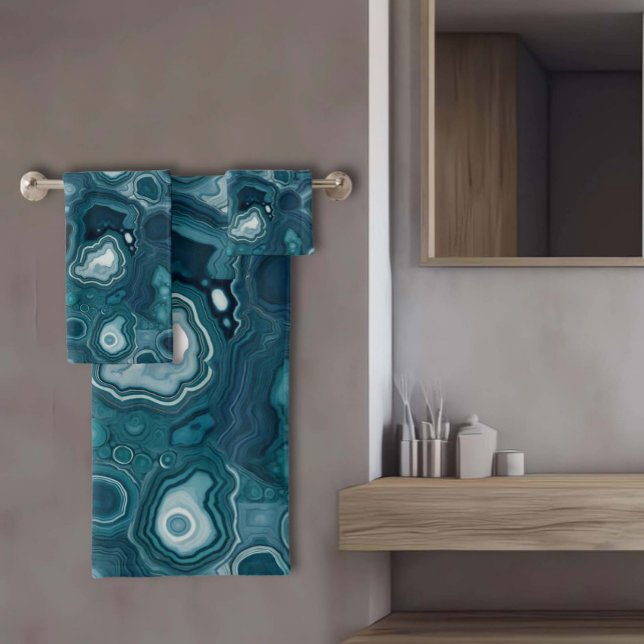Conjunto De Toalhas Pedra de Ágata Azul Turquesa (Criador carregado)