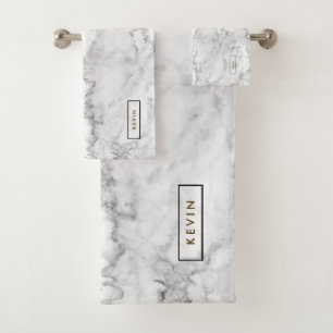 Conjunto De Toalhas Pedra de mármore do falso cinzento & branco