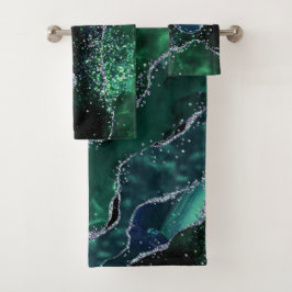 Conjunto De Toalhas Pedra Preciosa Luxo Esmeralda Brilho Ágata