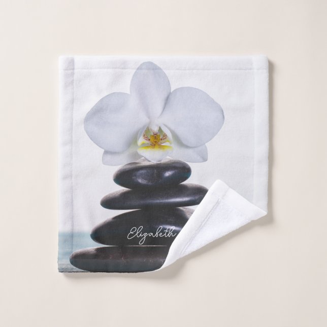 Conjunto De Toalhas Pedras zen Orquídea Branca (Pano de lavar)