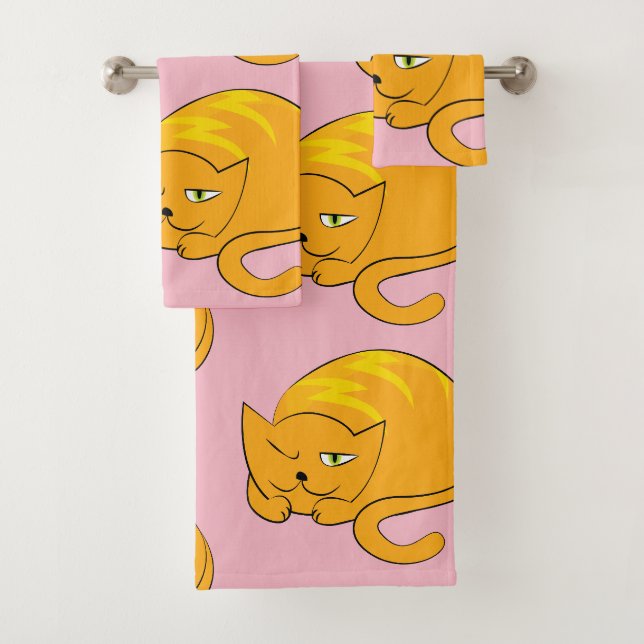 Conjunto De Toalhas Peeking Orange Cat (Insitu)