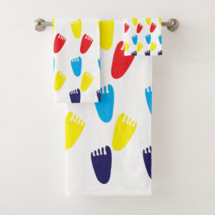Conjunto De Toalhas Pegadas coloridas