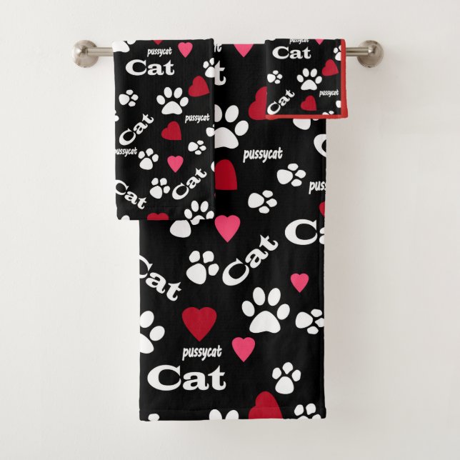 Conjunto De Toalhas Pegadas de gato (Insitu)