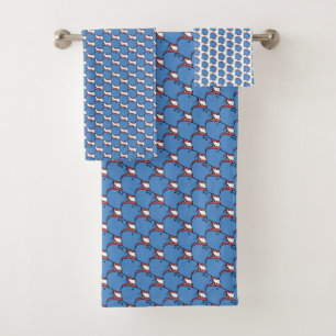 Conjunto De Toalhas Peixe azul e vermelho
