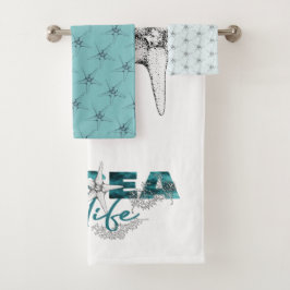 Conjunto De Toalhas Peixe-estrela da vida azul-aqua e branco