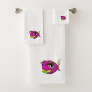 Conjunto De Toalhas Peixe-menina rosa e bonito tropical