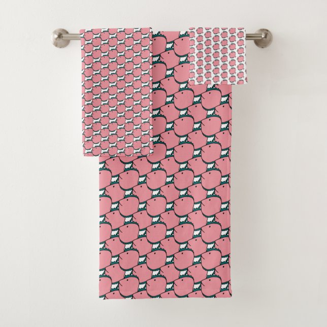 Conjunto De Toalhas Peixe rosa e verde (Insitu)