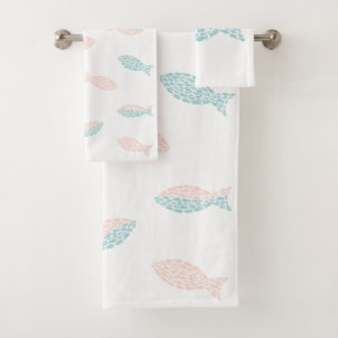 Conjunto De Toalhas Peixe rosa e verde