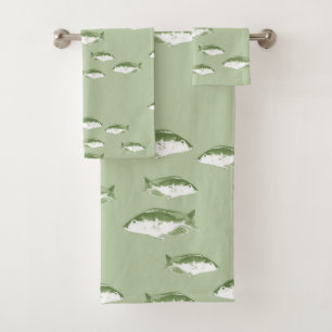 Conjunto De Toalhas Peixe verde-azeitona