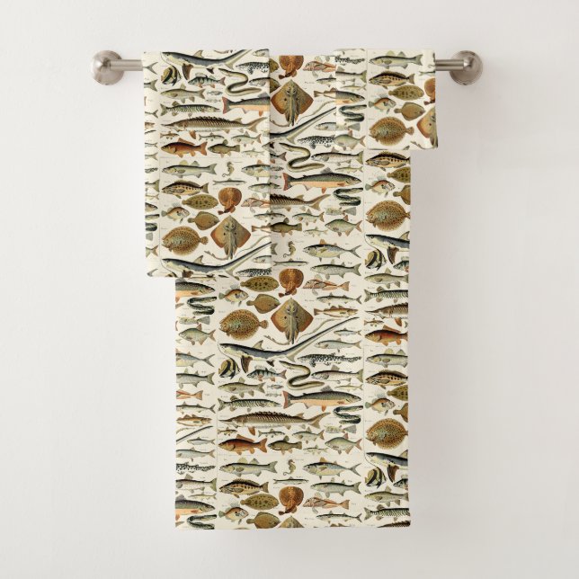 Conjunto De Toalhas Peixe Vintage por Adolphe Millot (Insitu)