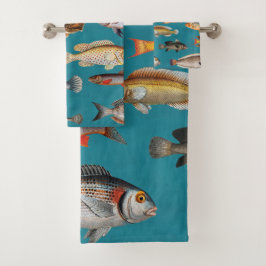 Conjunto De Toalhas Peixes Sob Água Azul