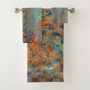 Conjunto De Toalhas Pele de Zebra e Animal Misto Abstrato Azul