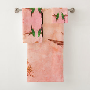 Conjunto De Toalhas Pena de ouro de Hummingbird Verde