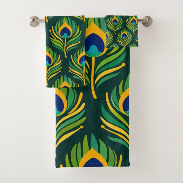 Conjunto De Toalhas Pena de Pavão (Insitu)