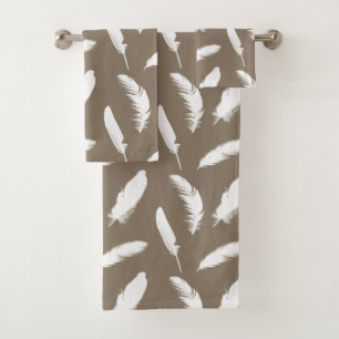 Conjunto De Toalhas Penas brancas em Taupe Tan