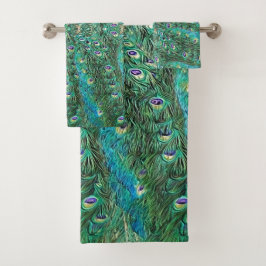 Conjunto De Toalhas Penas de pavão, abstrato - padrão acrílico